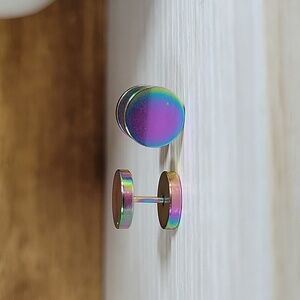 OILSLICK BARBELL GAUGE STYLE EARRINGS